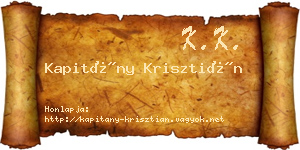 Kapitány Krisztián névjegykártya