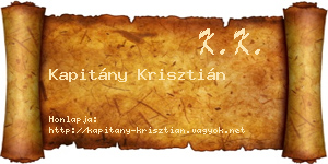 Kapitány Krisztián névjegykártya